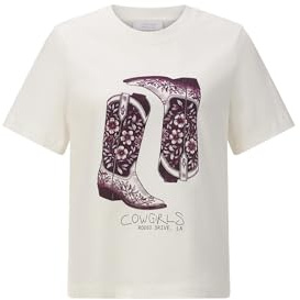 rich&royal T-Shirt Pearl White Elegant Fit Cow Girl Boots 2506-452, Größe:S