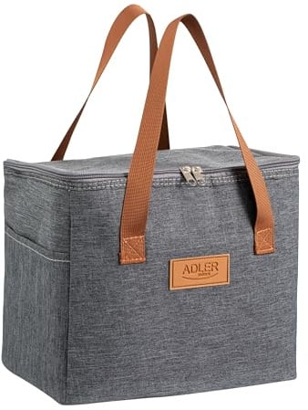 ADLER EUROPE AD 4523 Thermotasche 10L. Hellgraue Kühltasche Faltbar,Thermotasche mit Folienfutter Leicht wasserdicht Isoliertasche und Leicht zu reinigen isoliert Lunchtasche Picknicktasche