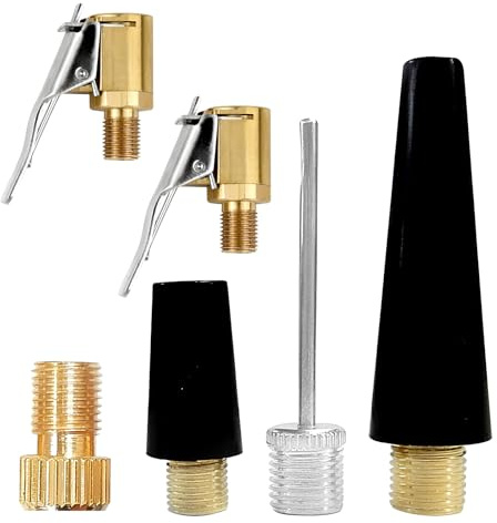 Riceel Multifunktionales Valve Adapter Set, 2pcs Messing Reifen Ventil Luftpumpe Clip und 4 pcs Ventilstecker Luftpumpe Gewinde Düse Adapter Umwandlungskopf Clip Kompatibel mit Autoreifen, Fahrräder