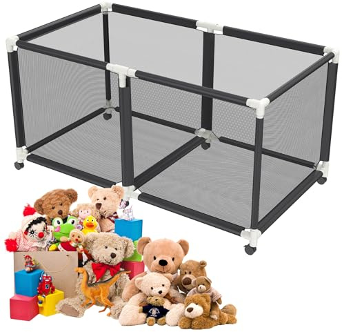 QEENTOE 900L Aufbewahrungswagen Aufbewahrungsbox mit Rädern Gitter-Aufbewahrungskorb für Kleidung Bücher Spielzeug Aufbewahrungsbox Lagerschränke für Schlafzimmer Garage Garten - 160x78x88cm