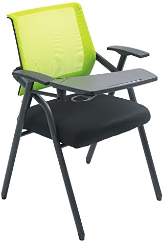 Ergonomic Office Chairs with Attached Desk, Folding Mesh Tablet Arm Chairs, Padded Seat Conference Room Chairs with Flip-Up Writing Tablet
