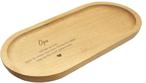 Deko Tablett Holz Oval,Geschenk für Familie-Graviertes Bambus Tablett,Papa Mama Opa Oma Geschenk für Weihnachten Geburtstagsgeschenk, Deko Holztablett Serviertabletts Untersetzer Tischdeko(Opa)