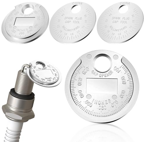 Feibety 4Pcs Spark Plug Gap Tool,Spark Plug Measuring Tool 0.5-2.55mm/0.02-0.1,Nicking Tool Universal Spark Plug Gap Gauge Hand Tool Car Accessories Chain Gap Adjustment Gauge Tool