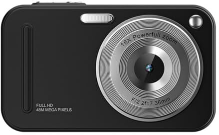 Fangxuee Digital Camera, Autofocus 48MP AF 4K Camera for Kids with 16X Zoom Anti Shake for Teens Kids Black