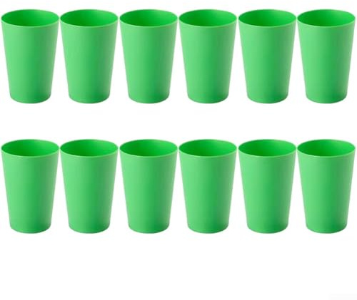 612 bicchieri di plastica leggeri e impilabili, realizzati in ABS, infrangibili, lavabili in lavastoviglie, adatti per cucina e molteplici usi (12 pezzi, verde)
