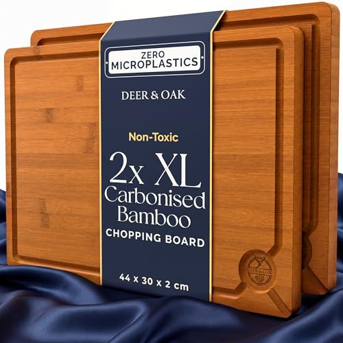 Deer & Oak X-Large Carbonised Bamboo Chopping Boards 44x30cm (2 Pack)