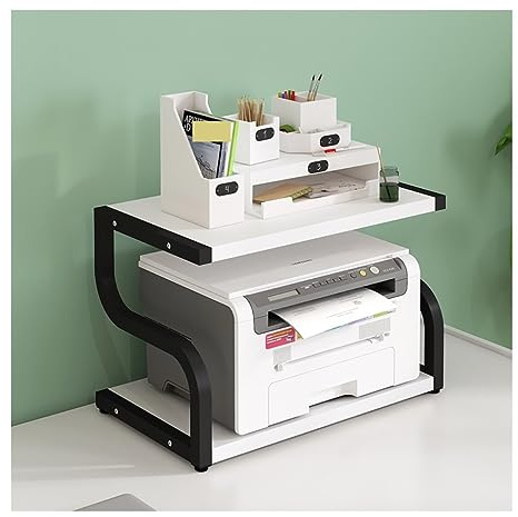 AZHKJKZH Drucker Tisch 2-stufiger Kleiner Druckerständer, Desktop-Druckerständer-Organizer Für Faxgerät, Scanner, Dateien, Druckertisch Schreibtischregal(H,44 * 28 * 30cm)