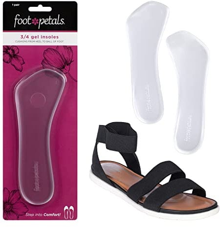 FOOT PETALS Women's Shock-Absorbing Insert, Prevent Feet from Sliding Dress, High Heels, Boots and Flats 3/4 Length Cushioned Insole, Clear Gel, 1 Pair (Pack of 1)