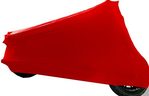 Car-e-Cover Indoor Premium Motorrad Abdeckung, unsere formanpassende Motorradplane Perfect Stretch, eine Schutzhülle für innen, Abdeckplane in 3 Farben & 3 Größen (Rot, M-L)