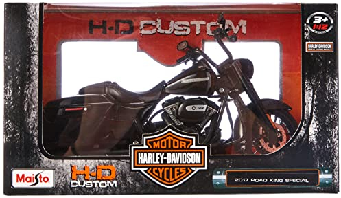Maisto Harley-Davidson Road King Special: Originalgetreues Motorradmodell 1:12, lenkbare Gabel, beweglicher Seitenständer, 20 cm, schwarz (532336)