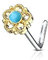 Tapsi´s Coolbodyart® Nasenpiercing L Stecker Gebogen Chirurgenstahl 316L Gold 6mm Halbedelstein Türkis Antik Floral