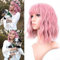 VCKOVCKO Pastell gewellte Perücke mit Pony kurze Bob lila rosa Perücke lockige gewellte schulterlange Pastell Bob synthetische Cosplay Perücke für Mädchen bunte Kostüm Perücken (12,Lila Rosa)