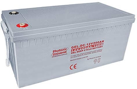 200Ah 12V Photonic Universe Gel deep cycle battery for a motorhome, caravan, camper, boat, yacht, solar or wind power system, UPS, emergency and off-grid/back up power systems