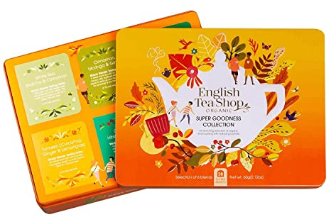 ETS - BIO Tee Kollektion Super Goodness in edler Teegeschenk Metalldose | Geschenk zu Weihnachten, Ostern, Geburtstag | 6x6 verschiedene Superfood Tee Sorten
