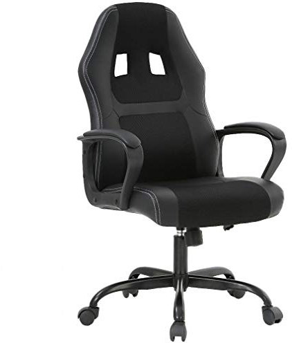 T-LoVendo Silla Gaming Oficina Racing Escritorio Videojuegos Sillon Gamer Despacho, Negra, Universal