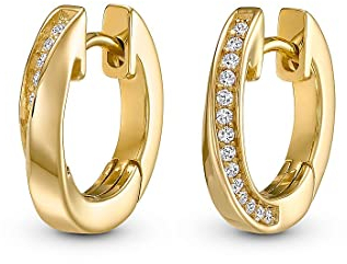 JETTE Damen-Creolen 925er Silber 28 Zirkonia One Size, Gold 32010186