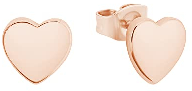 Amor Ohrstecker 925 Sterling Silber Damen Ohrschmuck, 0,5 cm, Roséfarben, Herz, Kommt in Schmuck Geschenk Box, 2027489