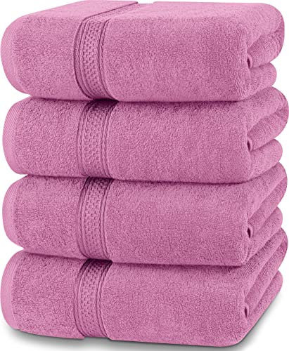 Utopia Towels - Lot de 4 Serviettes de Bain luxueuses - 100% Coton filé à l'anneau, séchage Rapide, très absorbantes, Douces au Toucher, parfaites pour Un Usage Quotidien - Rose