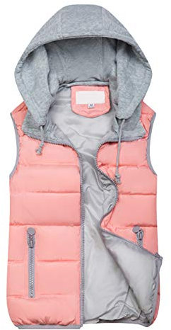 EFOFEI Femme Manteau Parka Blouson Zippée Hiverfemme Doudoune Sans Manche Rose L