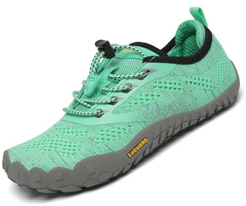SAGUARO Enfants Chaussures de Trail Chaussures Minimalistes pour Garçons et Filles Respirant Antidérapant Barefoot Chaussures de Sport Running Extérieur Vert 36 EU