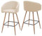 2er-Set Barhocker HWC-D72, Barstuhl Tresenhocker Küchenhocker mit Lehne, Metall Holzoptik - Stoff/Textil, Creme-beige