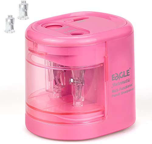 Eagle Pencil Sharpener, Dual Holes, Dual Blades, fit for Pencils of Size 6-8mm and 9-12mm (Black)
