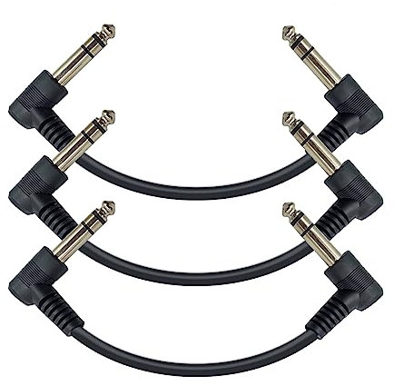 iYueMps Gitarre Patchkabel 3 Stück 15cm Gitarre Pedal Effektkabel 6,35mm Instrumentenkabel 1/4 Stereostecker Rechtwinklig Patchkabel für Gitarre Bass Effektpedale