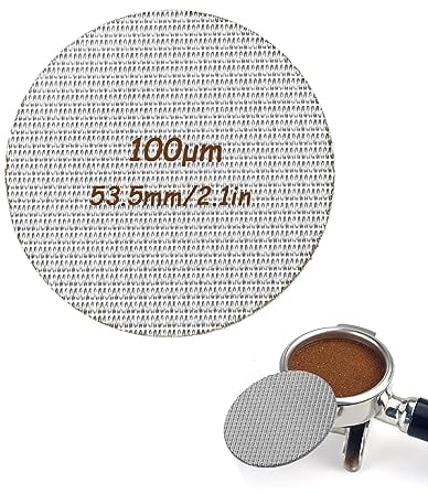 53.5mm Puck Screen, 100μm Reusable Coffee Puck Filter, Coffee Portafilter Screen, Stainless Steel Coffee Filter Screen for Espresso, Lower Shower Screen