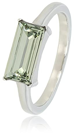 My Bendel - Ring Silber weich grün rechteckig Glas Stein- Stylischer Ringe für Damen - Bleibt schön und Verfärbt nicht - Stapeln Ringe - mit Luxuriösen Geschenkverpackung