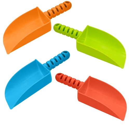 4E's Novelty 4 Pack Beach Shovels 8 Inch, Heavy Duty Plastic Sand Shovel for Kids, - Great for Planting Gardening Shovels for Toddlers, Outdoor Digging Sandbox Toys, Easter Basket Stuffers