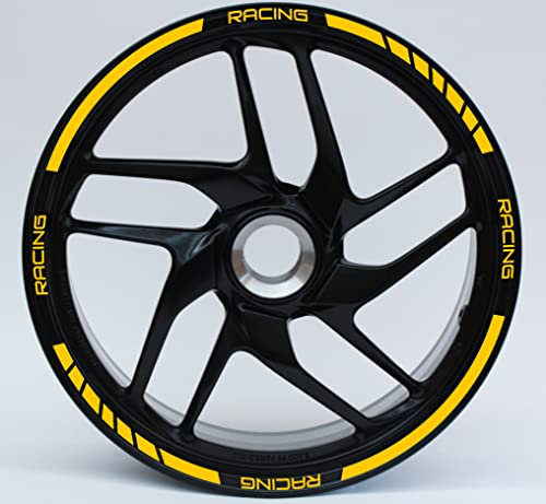 DualColorStampe Adesivi strisce moto 17 POLLICI Compatibili con Ducati Suzuki Kawasaki Honda Triumph cerchi cerchioni gomme COD.D0057(Giallo)