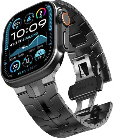 CHANCHY Ersatzarmband für Apple Watch armband 49mm 46mm 45mm 44mm 42mm(Series 3),Metallarmband für iWatch Ultra 2/Ultra/Series 10 9 8 7 6 5 4 3 2 1,Schwarz