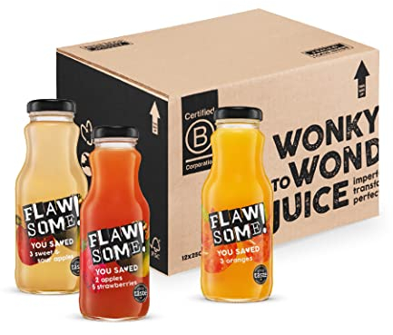 Flawsome! Variety Pack 12x250ml - Cold-Pressed Juice - No Added Sugar Pressed Juice – 100% Natural & Pure, with No Sweeteners – Craft, Vegan, Not from Concentrate