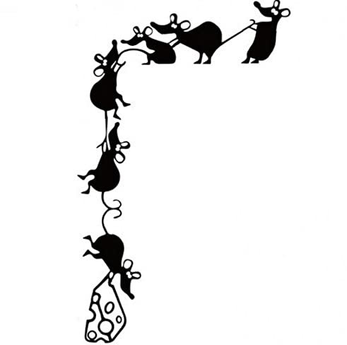 Luxylei Mouse Stealing Cheese Wall Art Sticker Removable Funny Mice Vinyl Decal Sticker for Home Skirting Board Bedroom Living Room