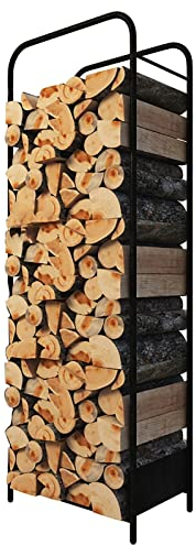 WDJBPSH Holzkörbe Groß Fierside Regal Zur Lagerung Von Brennholz, Erhöht Holzstapel-Lagerung Stapel-Organisator für Patio Hinterhof Kaminofen Kamin Zubehör, Schwarz