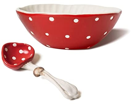 RESVUGA Saladiers en forme de champignon de 14,7 cm – Bols à soupe en céramique mate, associés à une jolie cuillère à champignon – Utilisation pour les nouilles, le riz, la soupe et plus encore.