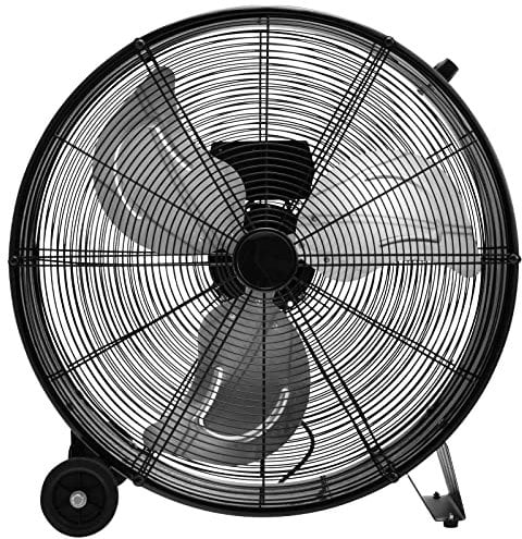 TANGZON 24/59cm Industrial High Velocity Drum Fan, 180W Max Power Cooling Fan with 3 Speeds, Wheels & Handle, Portable Floor Standing Fans for Home Office Gym Garage Warehouse (Black)