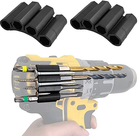 2 Pack Magnetic Drill Bit Holders, Universal 1/4 Hex Bit Sleeve for Impact Drivers, Holds 4 Bits per Holder, Easy Access & Strong Adhesion