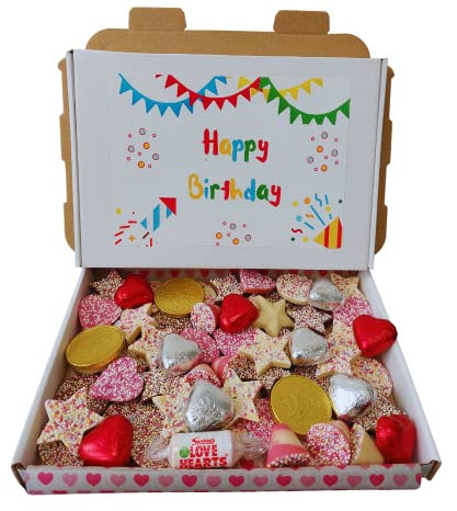 Happy Birthday Pick N Mix Sweet Letterbox Birthday Gift box Hamper more than 8 Different Classic Retro Sweets chocolate mix for kids, Adult 400g