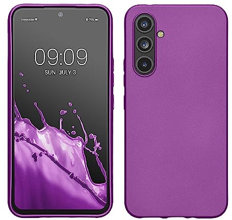 kwmobile Custodia Compatibile con Samsung Galaxy A54 5G Cover - Back Case Morbida - Protezione in Silicone TPU Effetto Metallizzato viola metallizzato