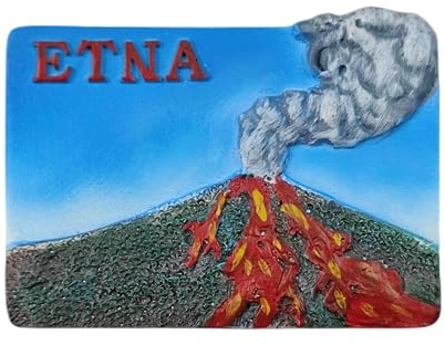 Kühlschrankmagnet, Motiv: Mount Ätna Sizilien, Italien, Reise-Souvenir, 3D-Kühlschrankdekoration, magnetischer Aufkleber, Bastelsammlung
