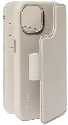 Decoded 2-in-1 Abnehmbare Schutzhülle für Apple iPhone 15 - Hochwertiges Europäisches Leder - Kartenhalter Hülle - Lederhülle - MagSafe-Kompatibel - Microfiber Lining - Clay Beige