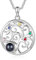 Glooraca Collier photo personnalisé avec photo à l'intérieur Collier de projection de photo personnalisé avec pierre de naissance Collier pendentif arbre de vie pour mère fille (5 Pierres)