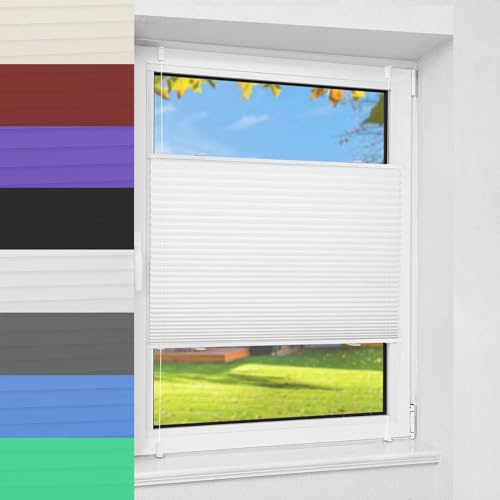 Store Occultant Plissé 120 x 220 cm Thermique Volet Roulant Occultant et Isolant Facile à Entretenir Kit de Montage Inclus pour Chambre, Blanc