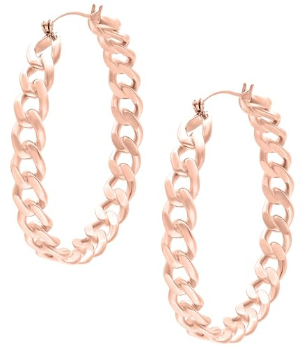 Wildcat Ohrringe - Curbchain Hoops - Roségold - Chirurgenstahl 316L - wasserfest, langlebig, hautverträglich