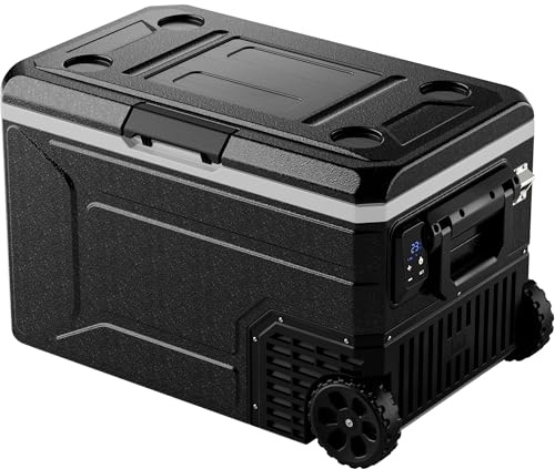 EKOJUCE 12V Refrigerator 69QT Portable Freezer with Wheels | Electric Cooler, -4°F~68°F Car Fridge, 12/24V DC & 100-240V AC for Truck, RV & Travel
