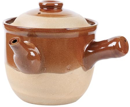 BURLOE Keramik Kasserolle Eintopf, Chinesische Medizin Topf Porzellan Kochtopf Steintopf Steingut Mit Deckel Kasserolle Auflauf Keramikgeschirr Küche Zuhause,Braun,3.5L