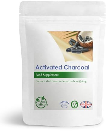 Activated Charcoal Capsules 450mg | Natural Coconut Shells | Vegan | Helps Detox & Reduce Flatulence (Pack of 30)