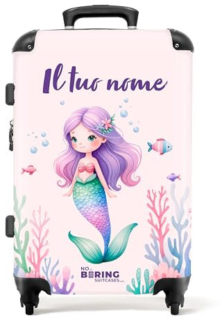 NoBoringSuitcases.com Valigia Bambini, Valigia Personalizzabile, Trolley Bambina, Valigia Per Bambini, Valigia Grande, Serratura TSA, Trolley Rosa, Valigia Grande 23 kg (67 cm - 72 L), (Sirena - Rosa)