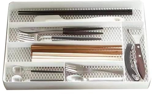 Range-couverts gain de place avec compartiments multiples en acier carbone - Grande capacité - Blanc